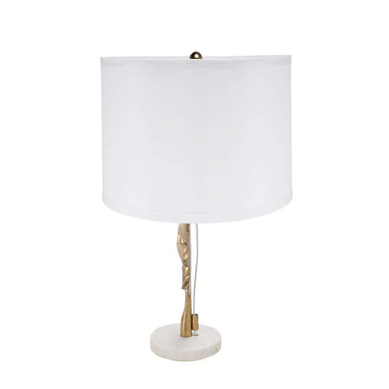 Gold and White Table Lamp with Leaf Design