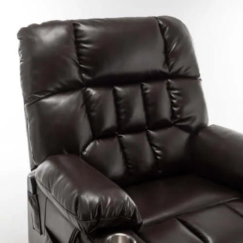 Red wine faux leather recliner chair on a white background