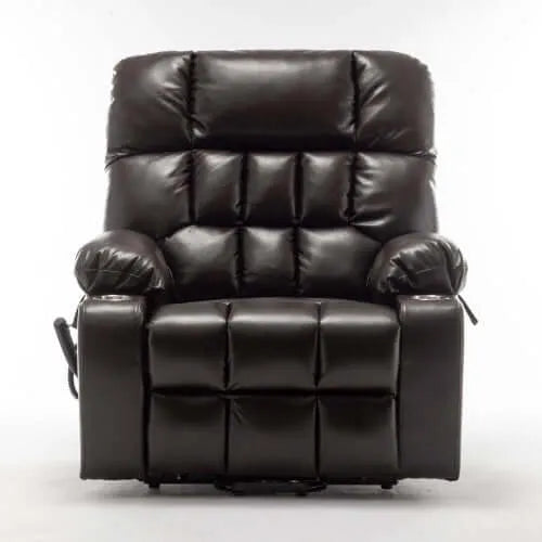 Red wine faux leather recliner chair on a white background