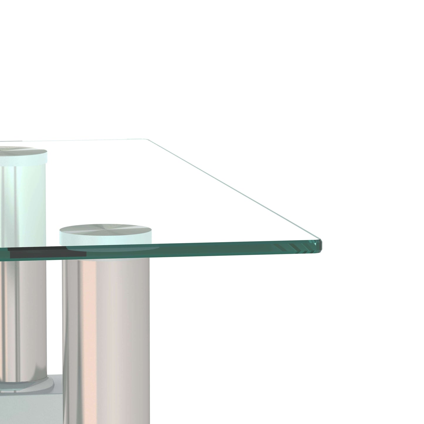 Tempered Glass Accent Table-White