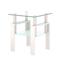 Tempered Glass Accent Table-White