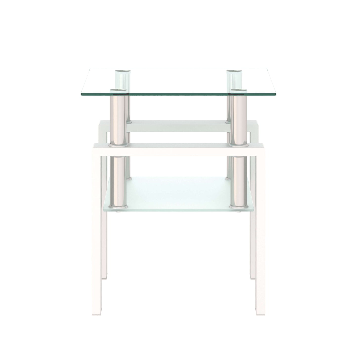 Tempered Glass Accent Table-White