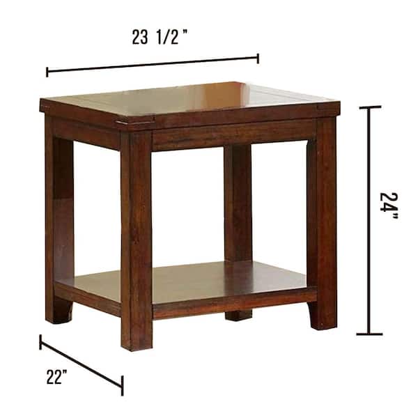 Dark Cherry End Table with Open Shelf & Wood Grain