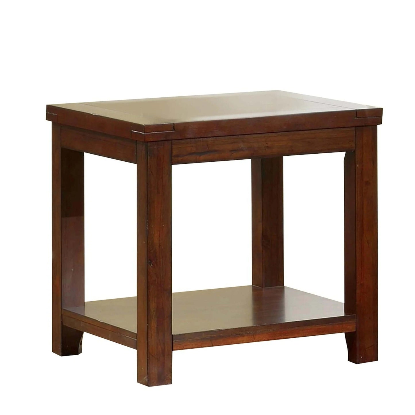 Dark Cherry End Table with Open Shelf & Wood Grain