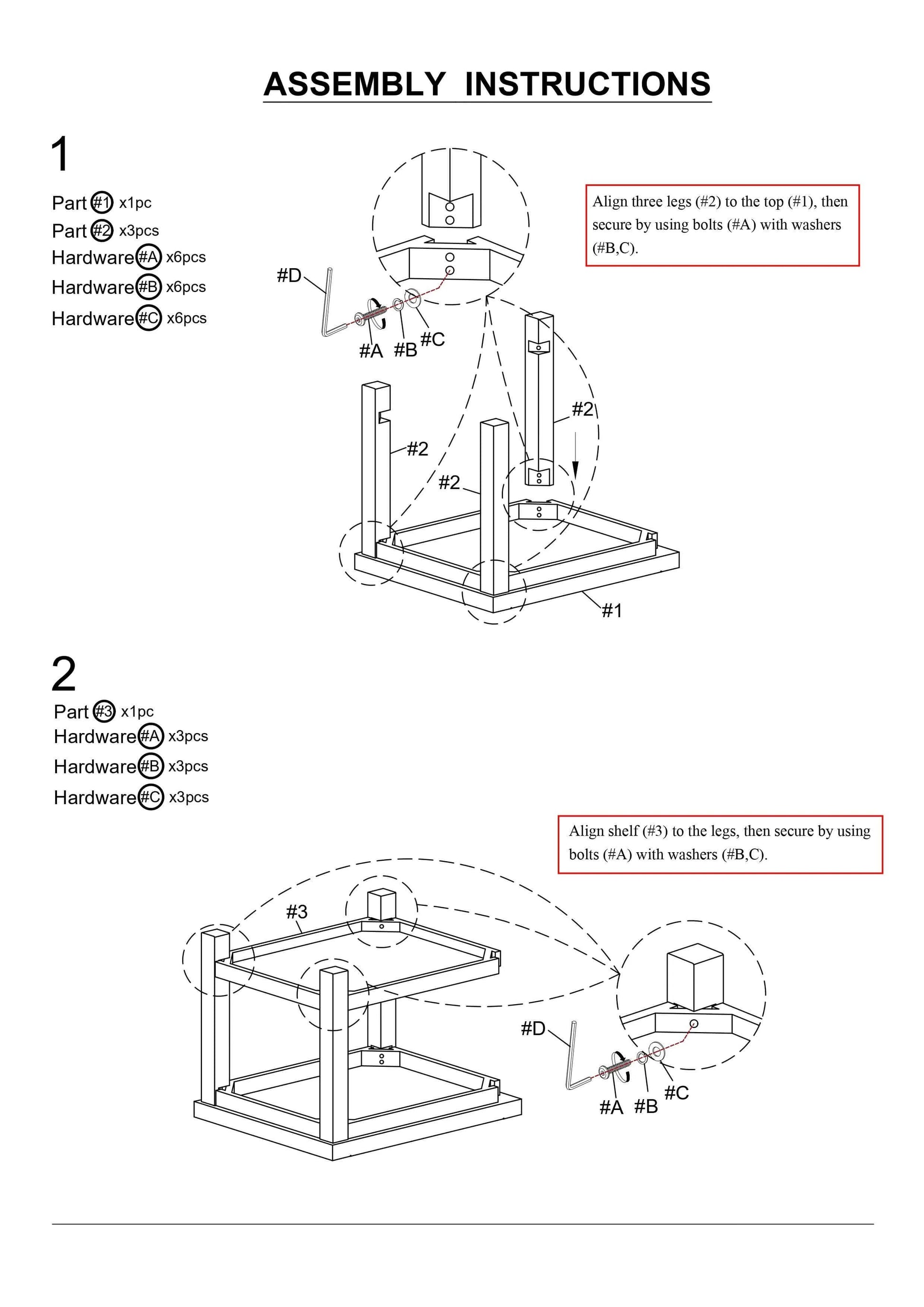 Assembly instructions diagram for constructing a piece of furniture.