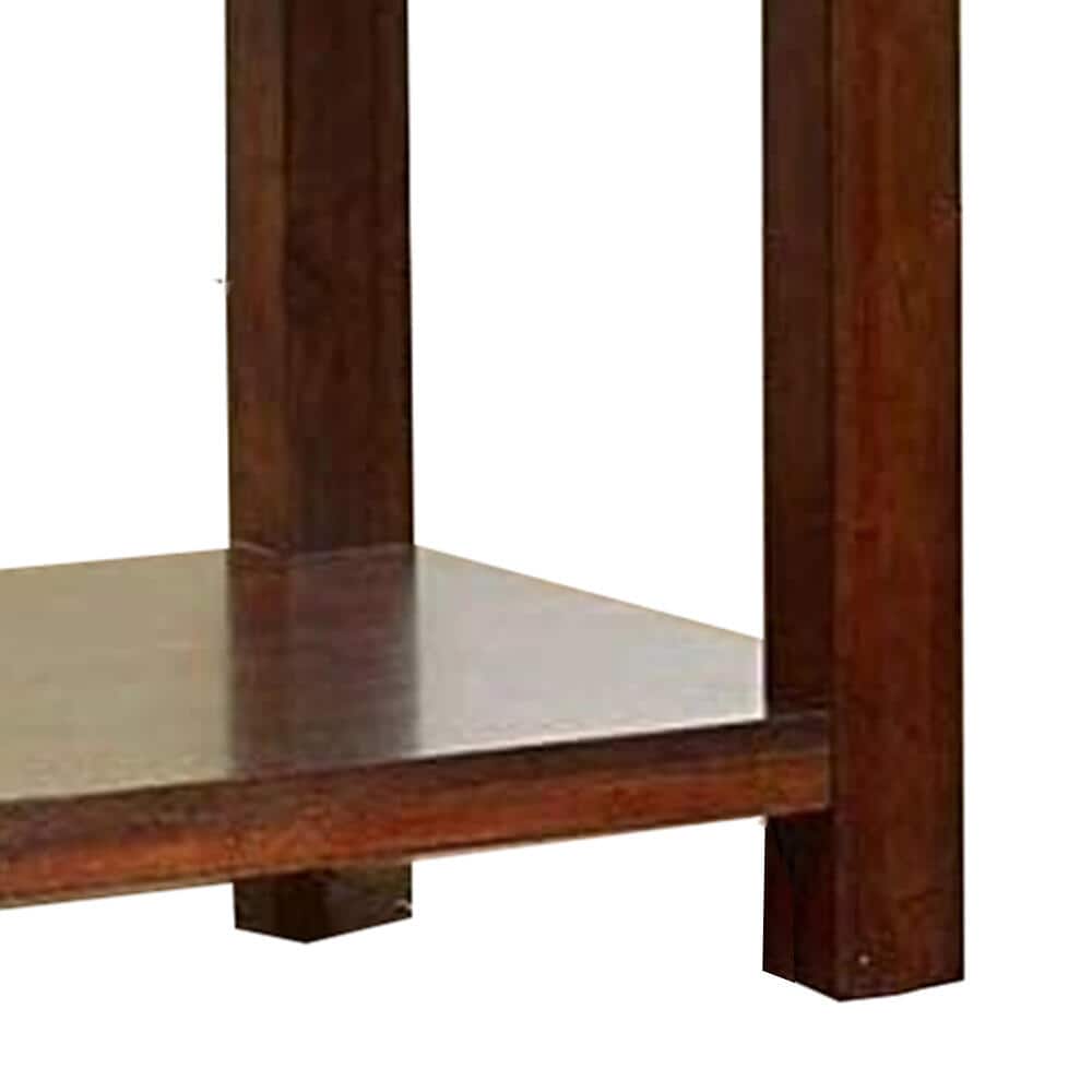 Dark Cherry End Table with Open Shelf & Wood Grain