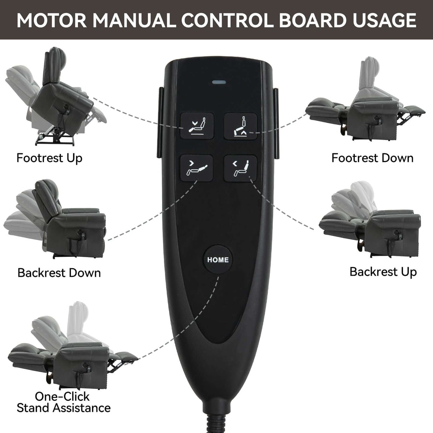 Power Lift Recliner Chair Heat Massage Dual Motor Infinite Position Up to 350 LBS, Genuine Leather, Heavy Duty Motion Mechanism with USB Ports, Black