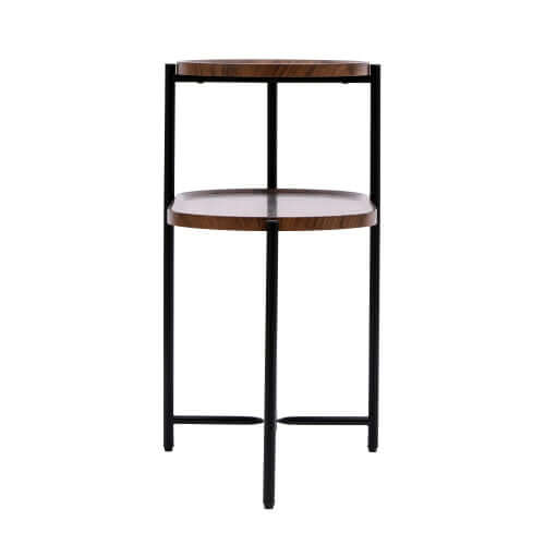 2-Tier Walnut Coffee Table with Wood Shelf – Modern Sofa Side Table