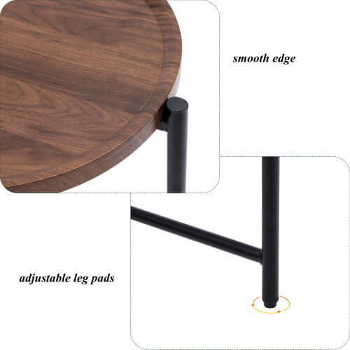 2-Tier Walnut Coffee Table with Wood Shelf – Modern Sofa Side Table