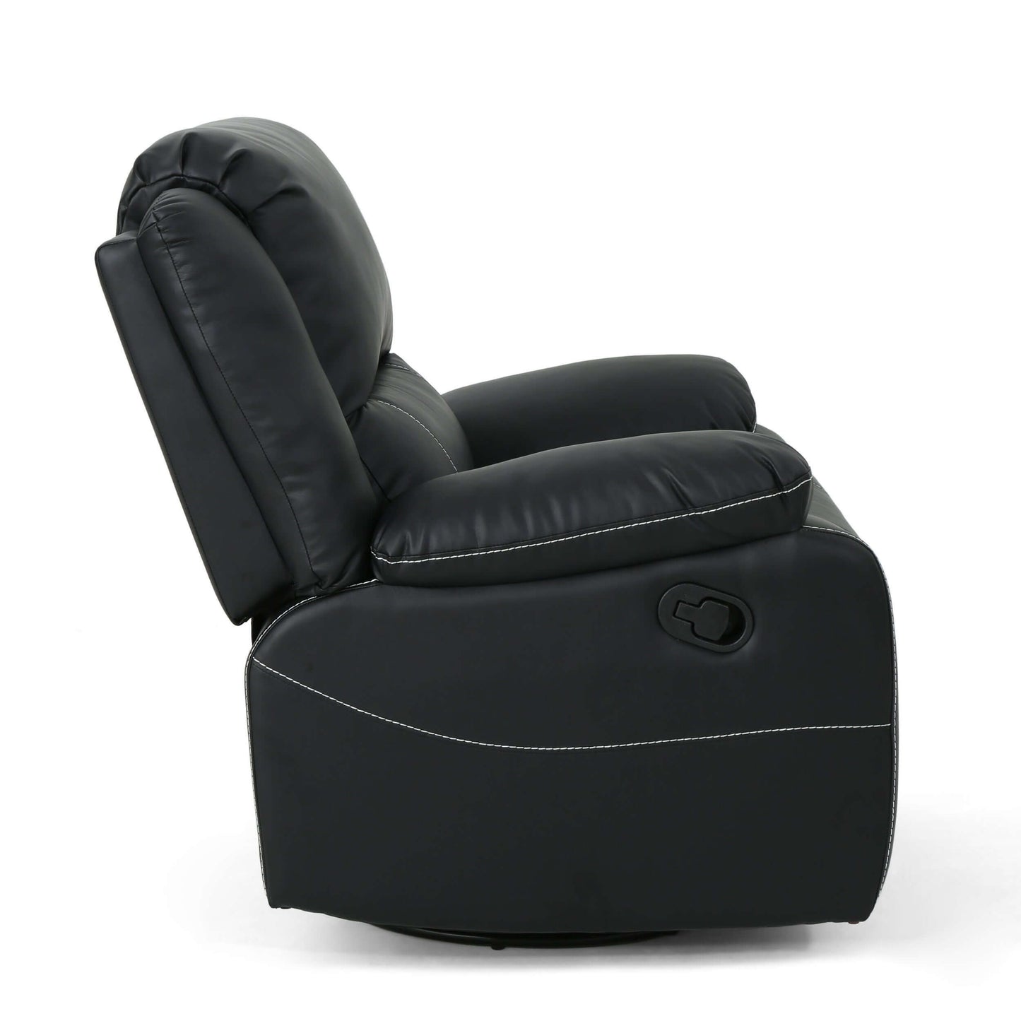 Modern Faux Leather Manual Swivel Recliner with 360-Degree Rotation