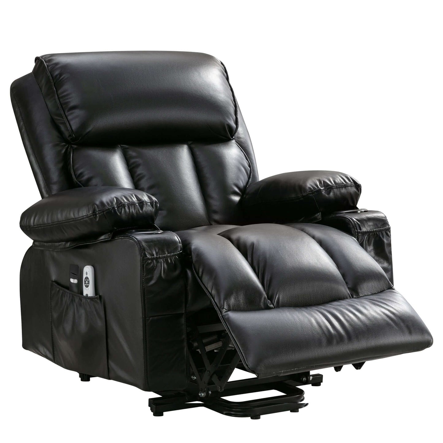 Power Electric massage lift lounge chair, suitable for the elderly, with heating and vibration functions,Fleece leather with USB, can be used for lying down. Black