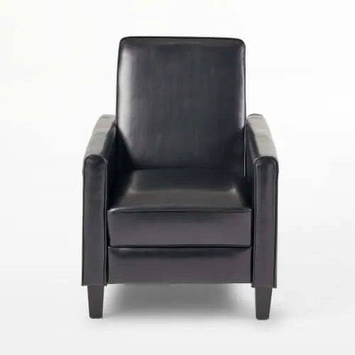 Black Faux Leather Push Back Chair – Elegant Accent for Modern Homes