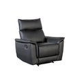 Black leather recliner chair on a white background