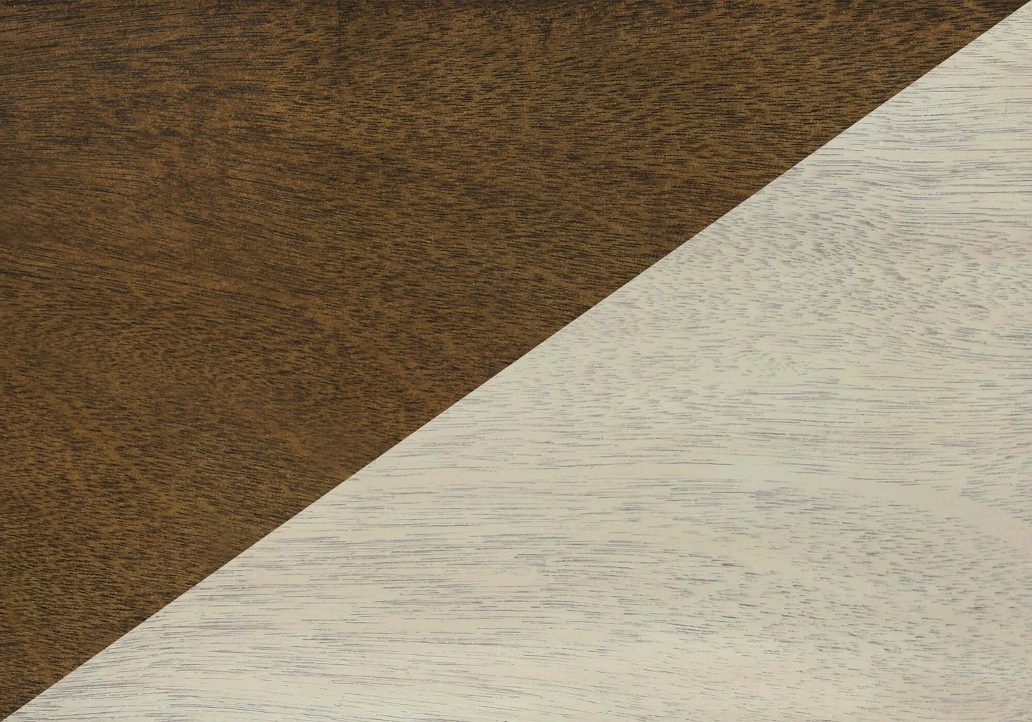 Two different wood textures side by side, one brown and one antique white.