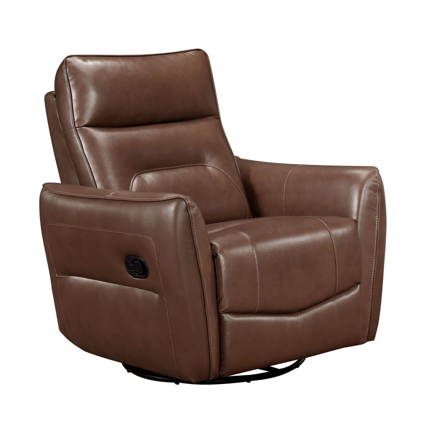 Swivel Motion Luxurious Comfort Leather Upholstered Recliner - Toffee Brown