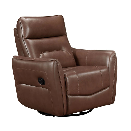 Swivel Motion Luxurious Comfort Leather Upholstered Recliner - Toffee Brown