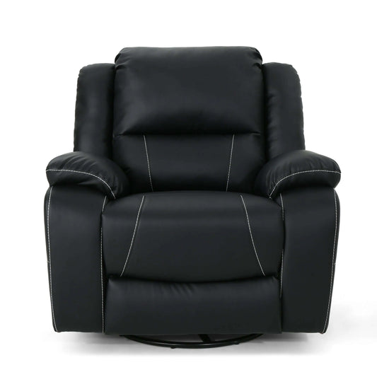 Modern Faux Leather Manual Swivel Recliner with 360-Degree Rotation