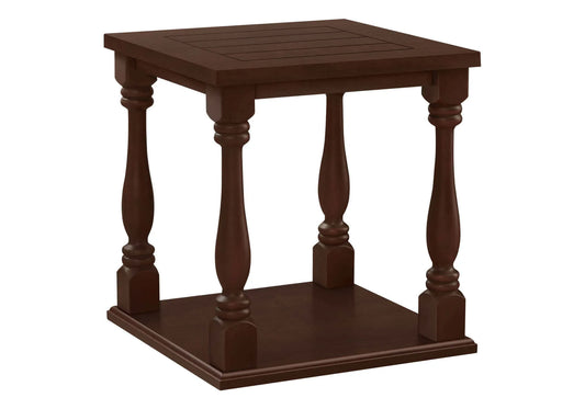 Espresso 2-Tier Square Accent Table – Traditional End Table
