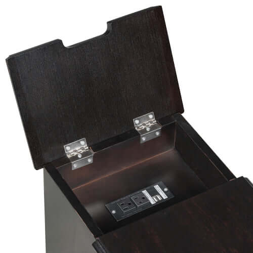 Vintage Flip-Top Sofa Table w/ USB, Cup Holders & Hidden Shelf-Espresso