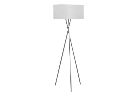62" Nickel Floor Lamp with Grey Shade – Sleek, Modern & Bright