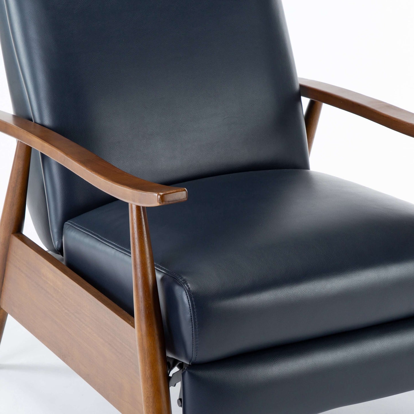 Solaris Wood Arm Push Back Recliner - Midnight Blue