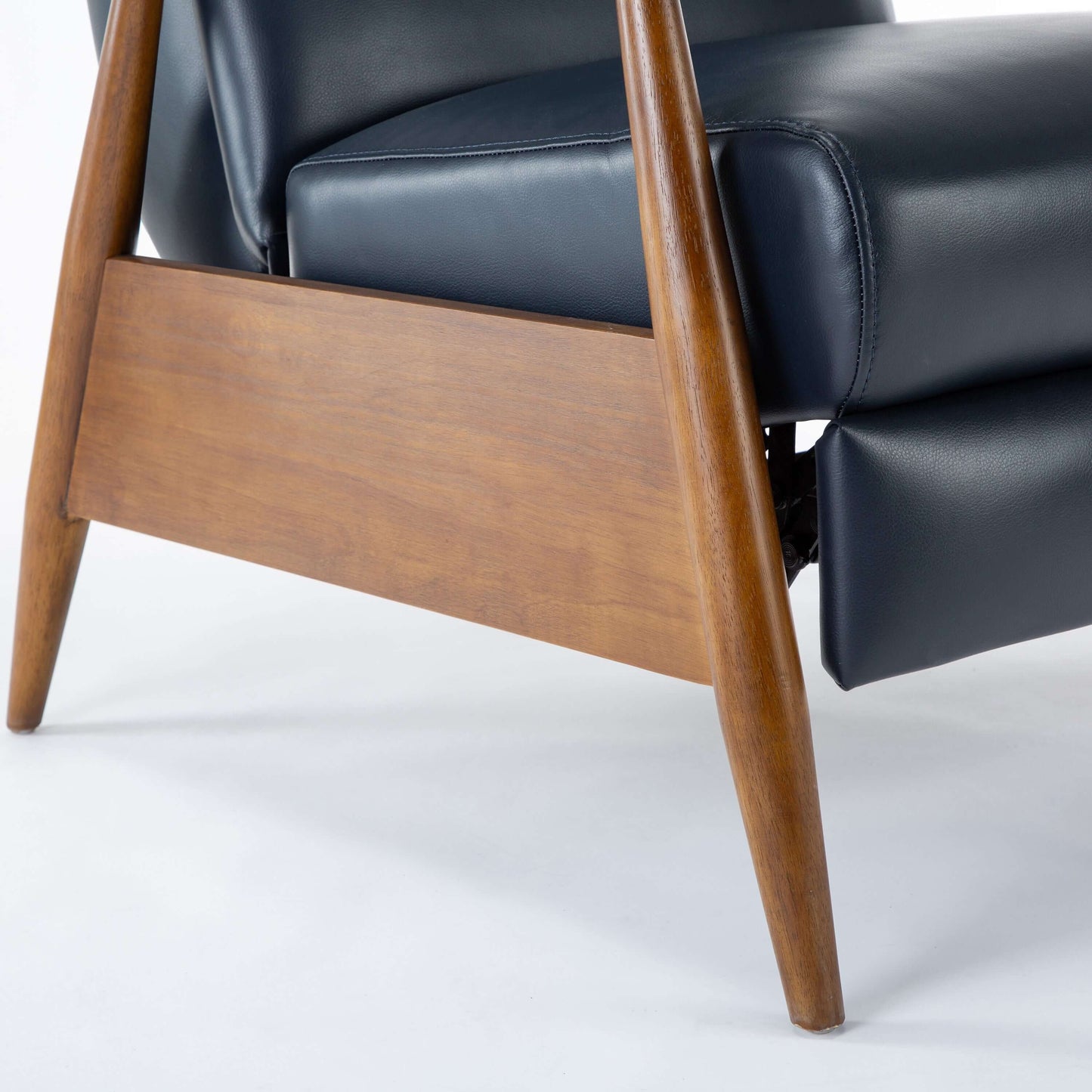 Solaris Wood Arm Push Back Recliner - Midnight Blue