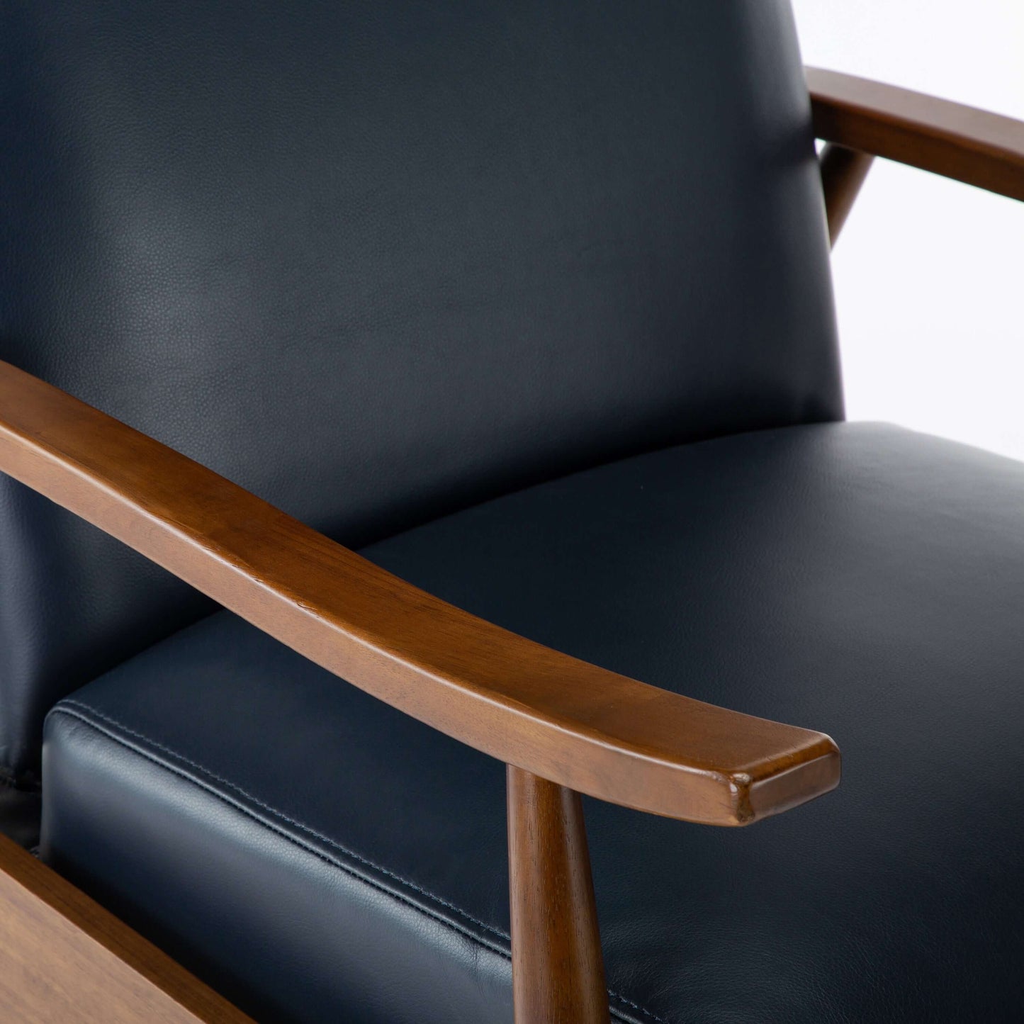 Solaris Wood Arm Push Back Recliner - Midnight Blue