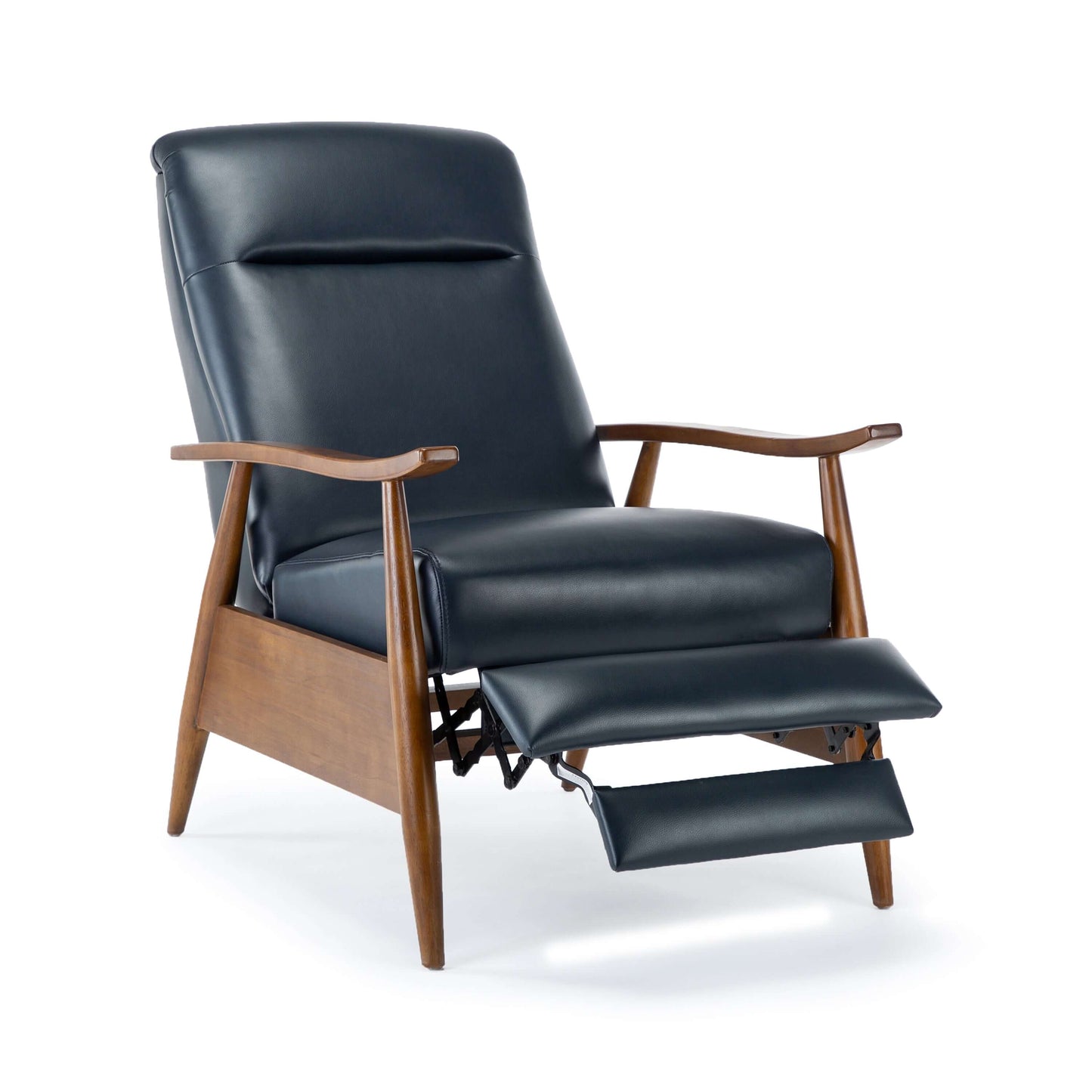 Solaris Wood Arm Push Back Recliner - Midnight Blue