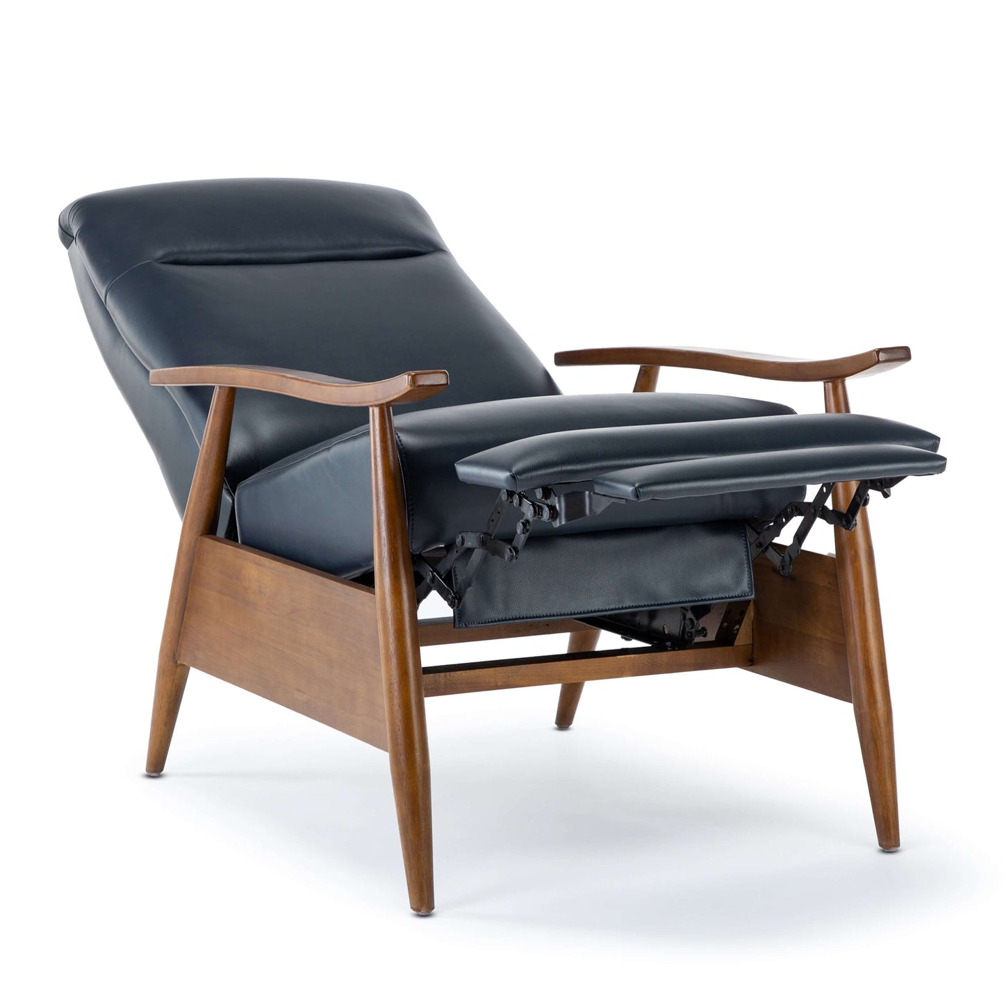 Solaris Wood Arm Push Back Recliner - Midnight Blue