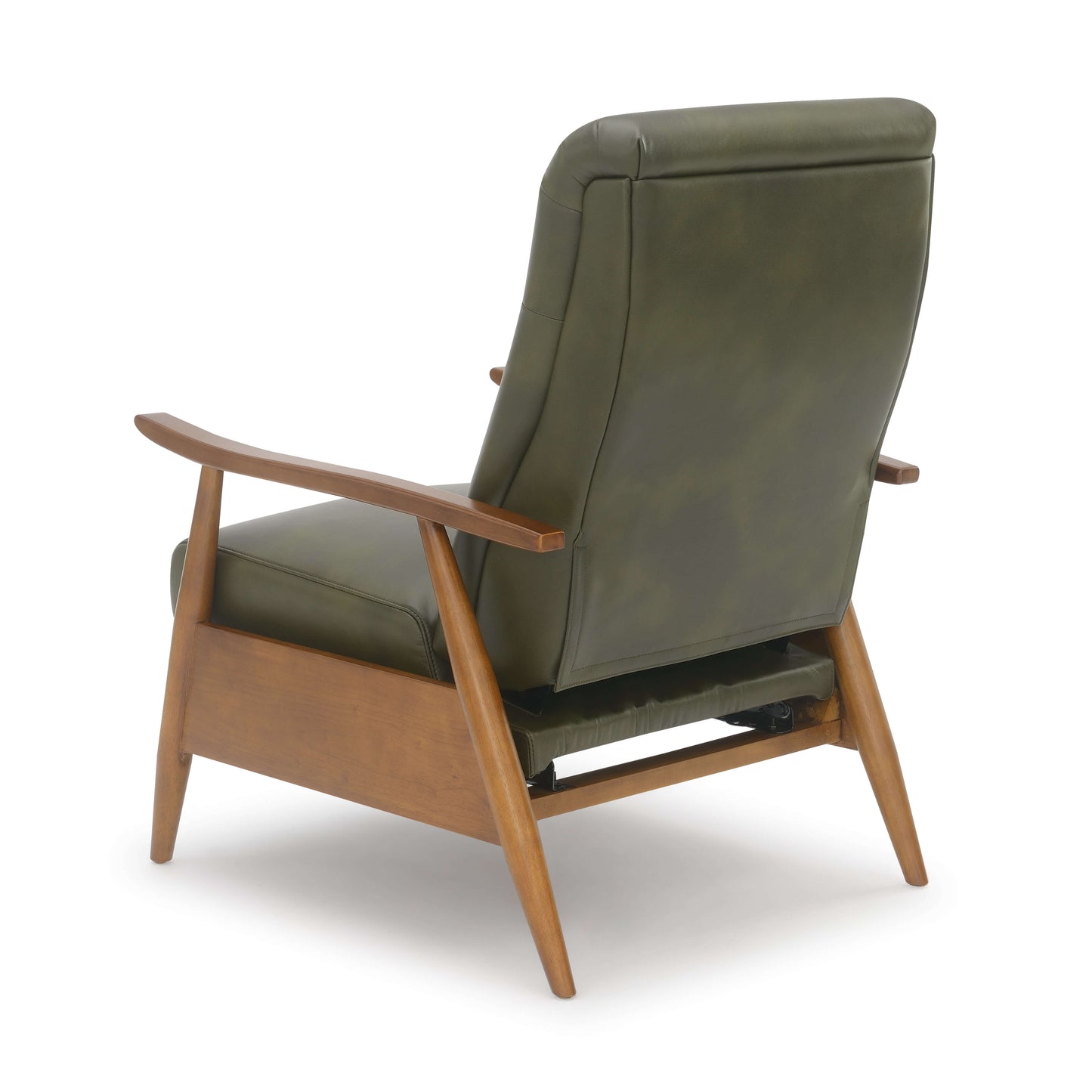 Solaris Wood Arm Push Back Recliner - Fern Green