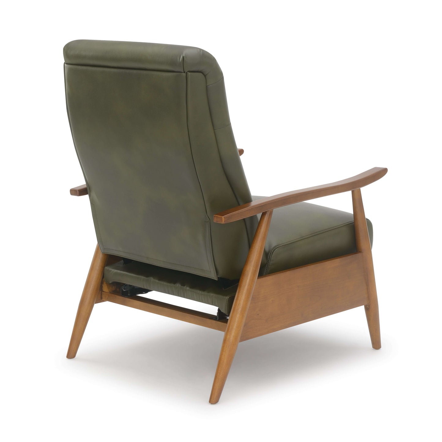 Solaris Wood Arm Push Back Recliner - Fern Green