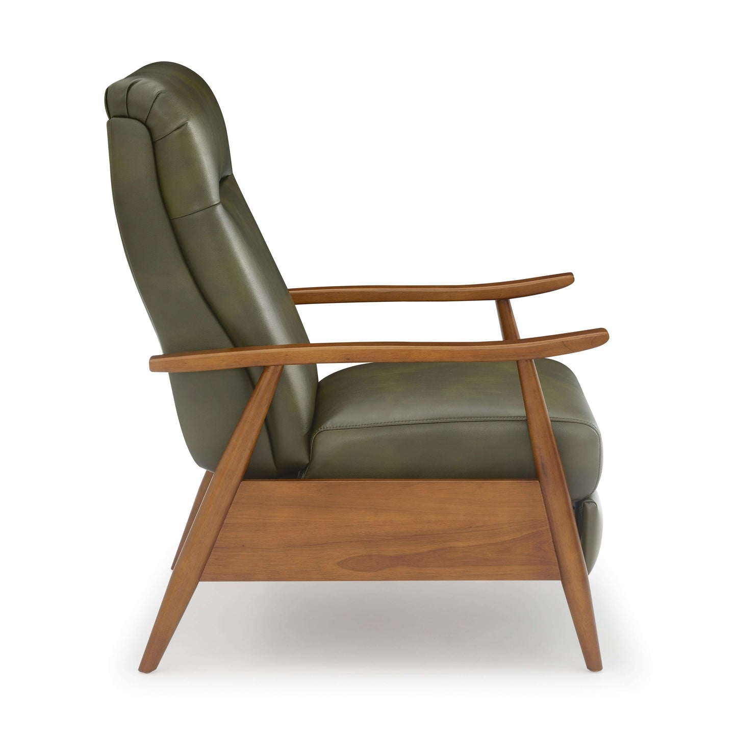 Solaris Wood Arm Push Back Recliner - Fern Green