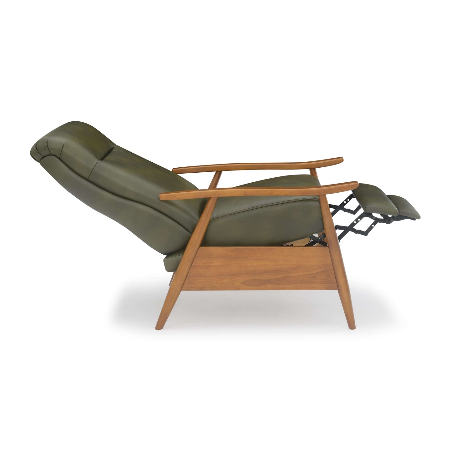 Solaris Wood Arm Push Back Recliner - Fern Green