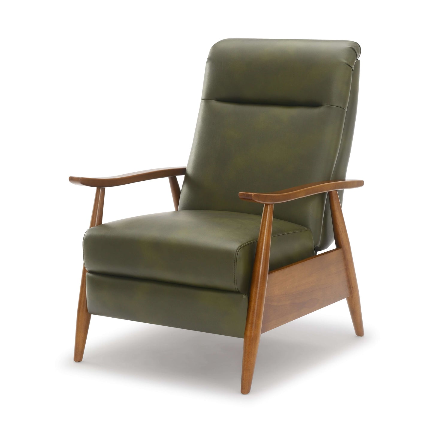 Solaris Wood Arm Push Back Recliner - Fern Green
