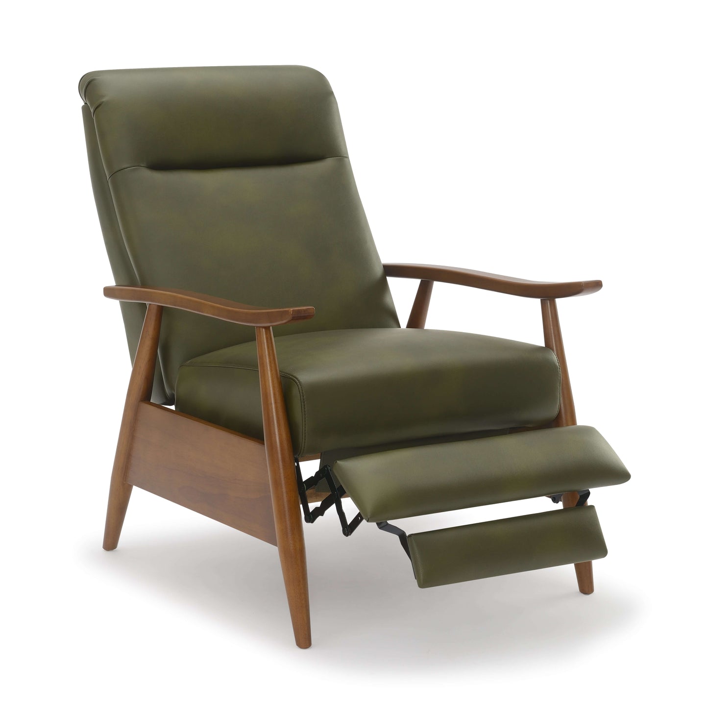 Solaris Wood Arm Push Back Recliner - Fern Green