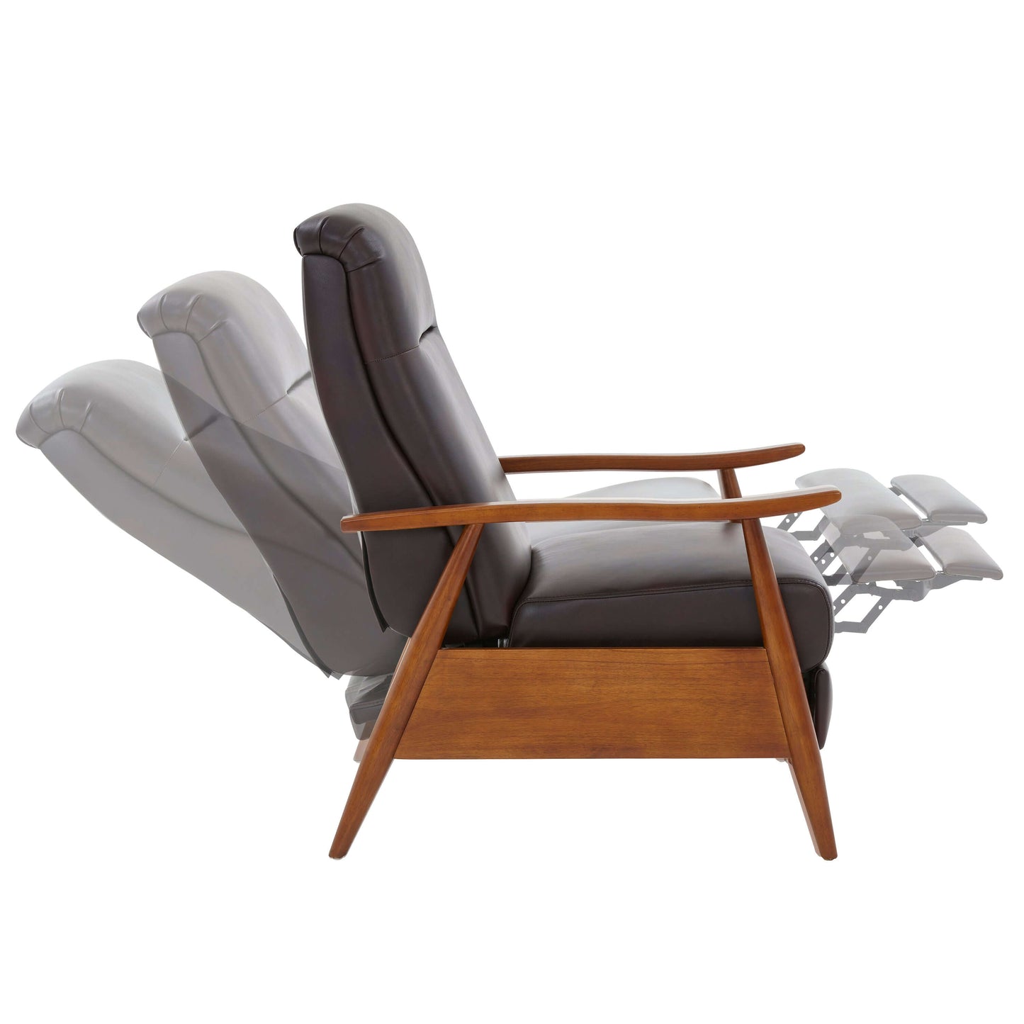 Solaris Wood Arm Push Back Recliner - Burnished Brown
