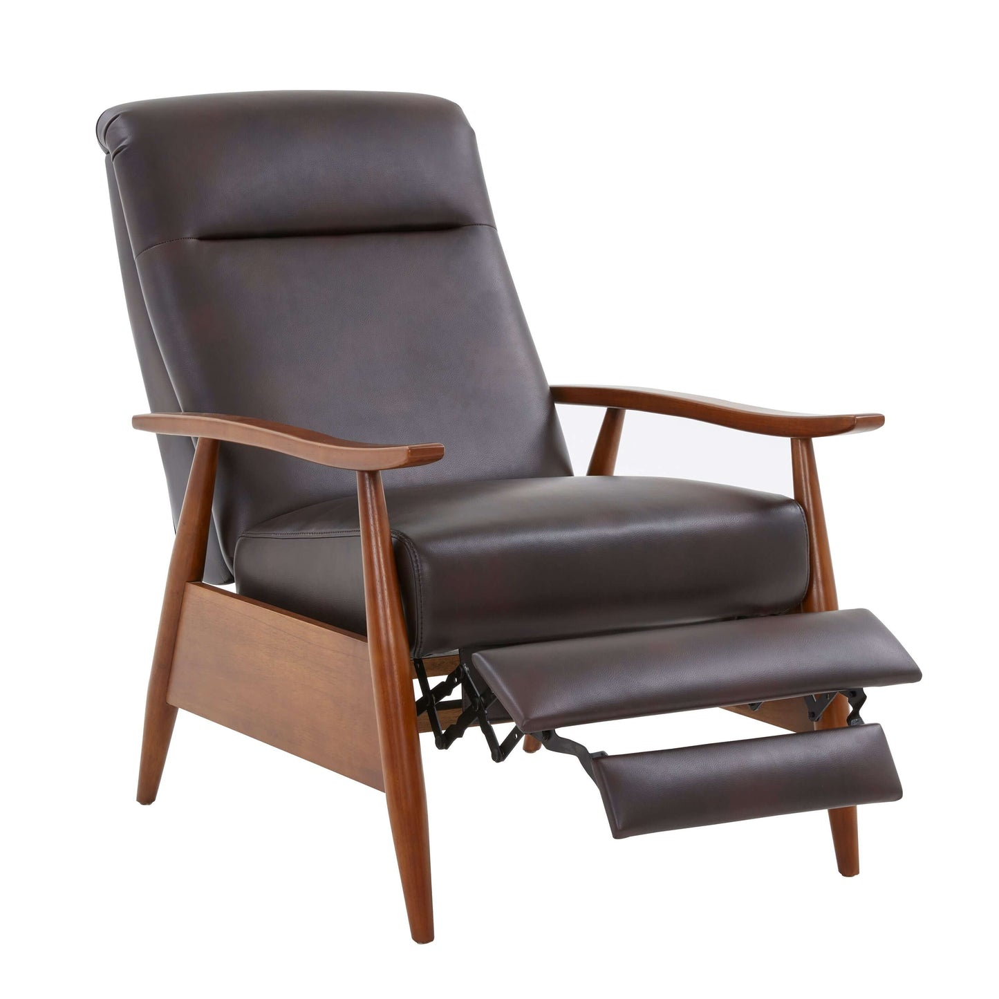 Solaris Wood Arm Push Back Recliner - Burnished Brown