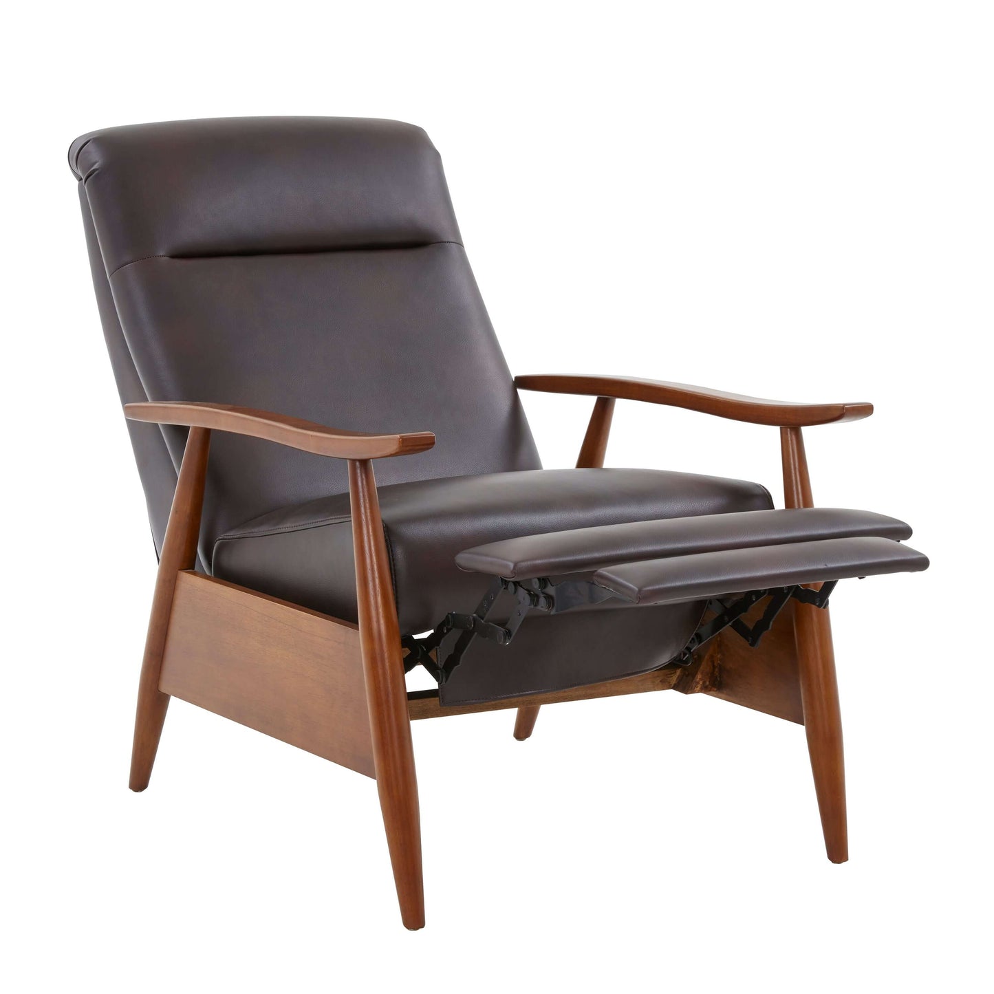 Solaris Wood Arm Push Back Recliner - Burnished Brown