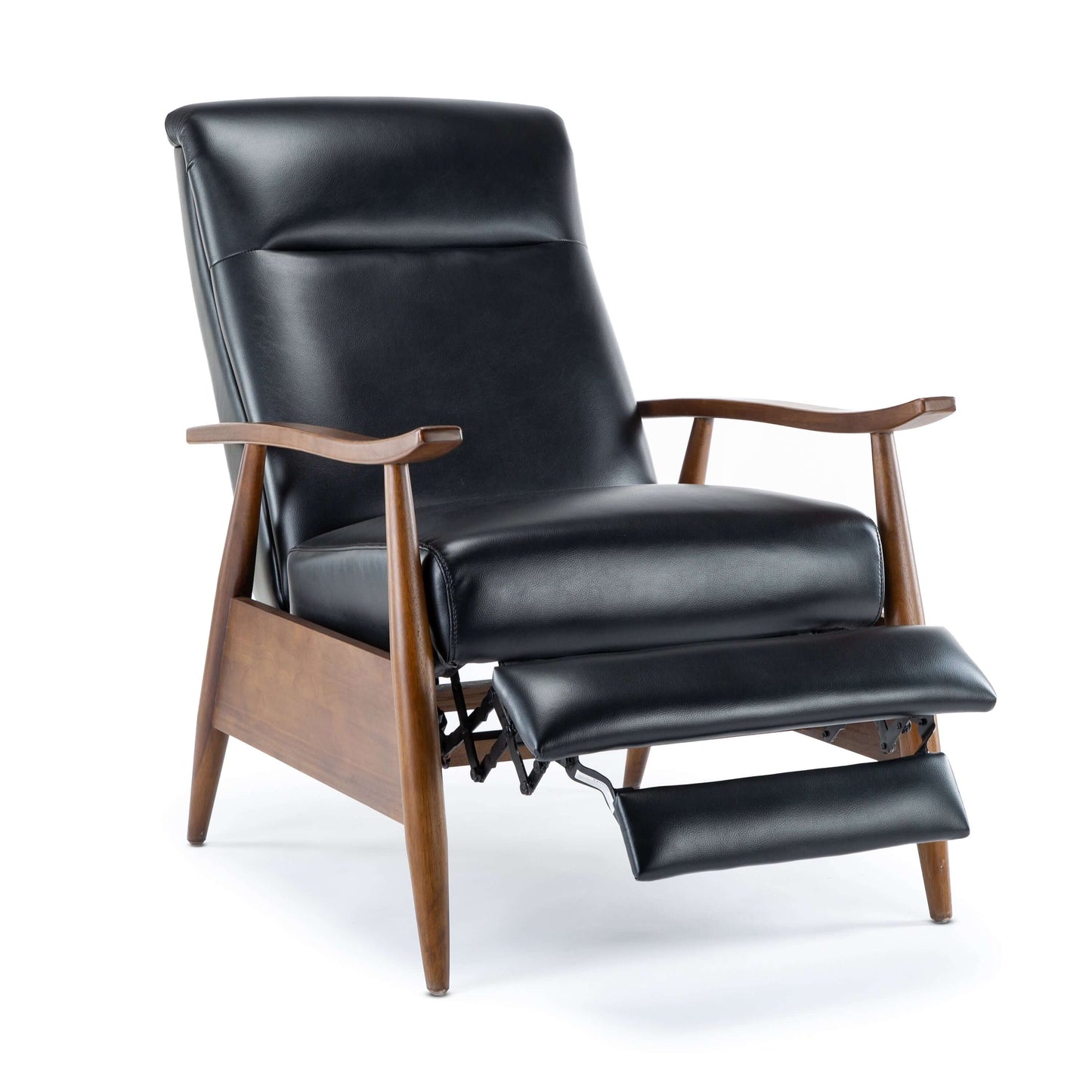 Solaris Wood Arm Push Back Recliner - Black