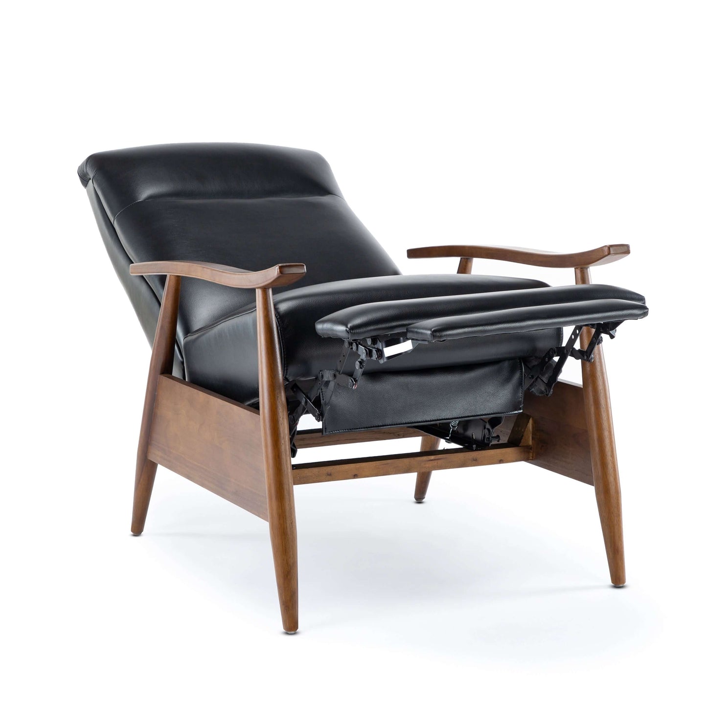 Solaris Wood Arm Push Back Recliner - Black