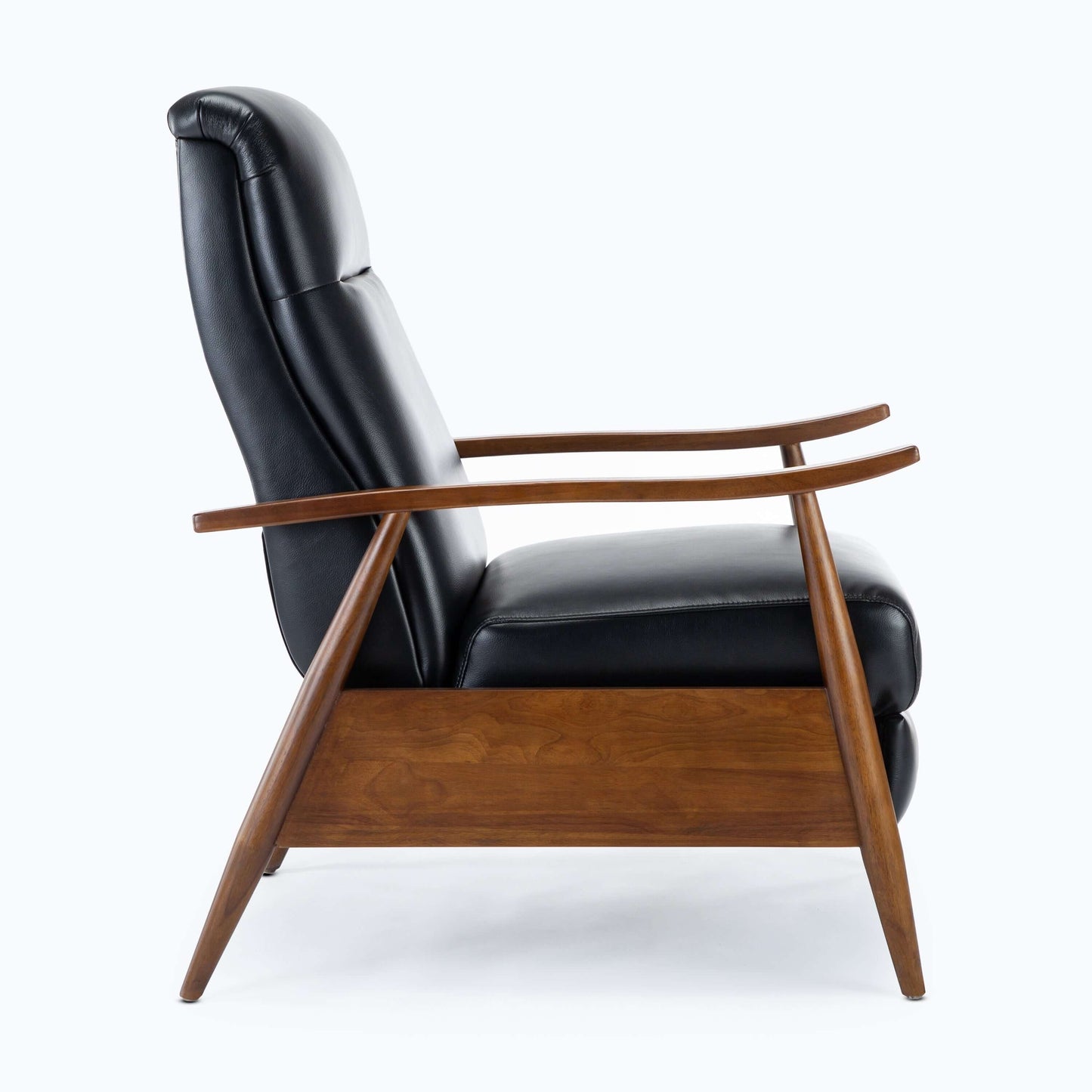Solaris Wood Arm Push Back Recliner - Black