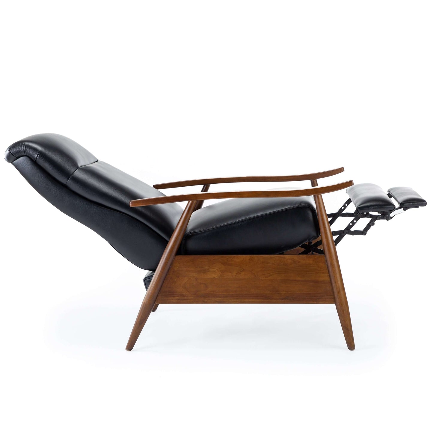 Solaris Wood Arm Push Back Recliner - Black