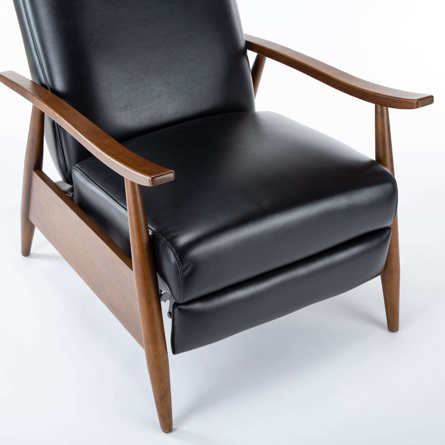 Solaris Wood Arm Push Back Recliner - Black