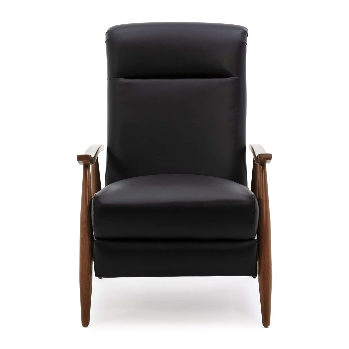 Fairview Leather Wood Arm Push Back Recliner - Black