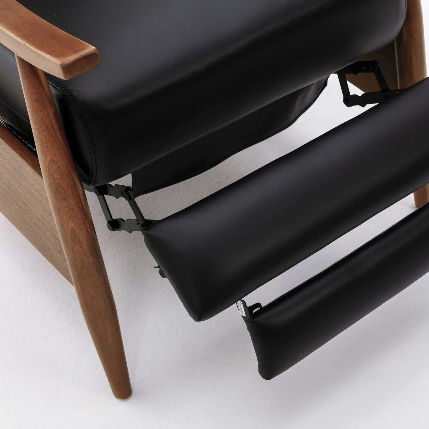 Fairview Leather Wood Arm Push Back Recliner - Black