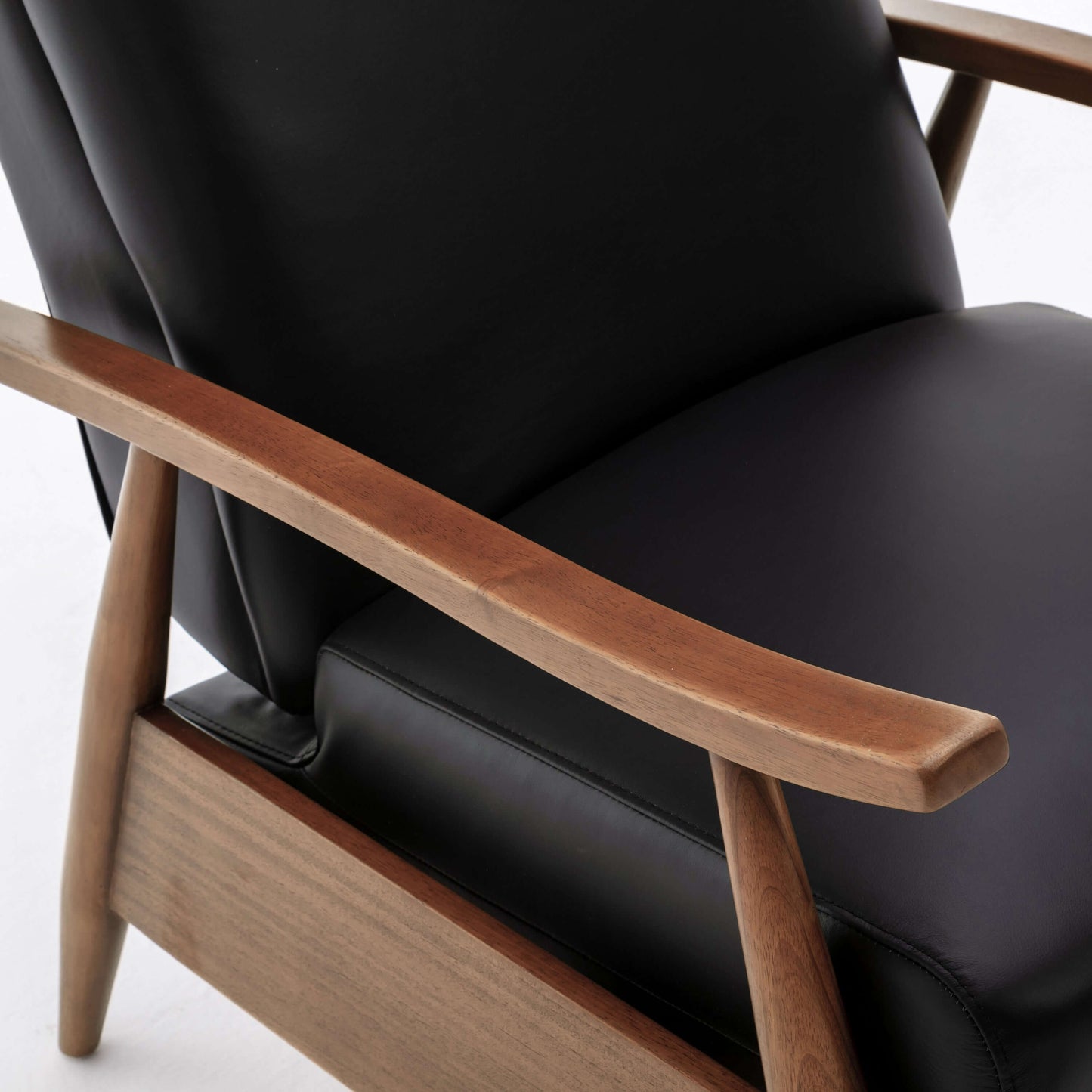 Fairview Leather Wood Arm Push Back Recliner - Black