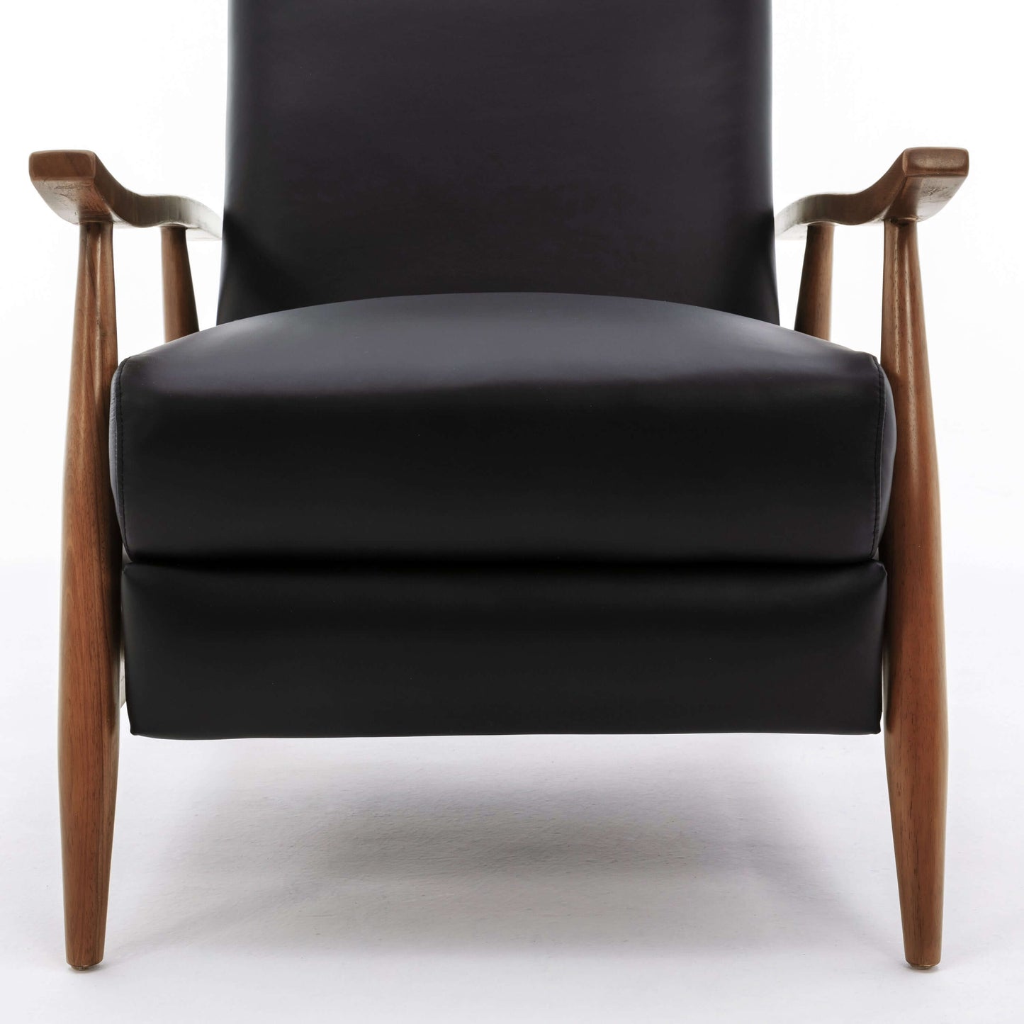Fairview Leather Wood Arm Push Back Recliner - Black