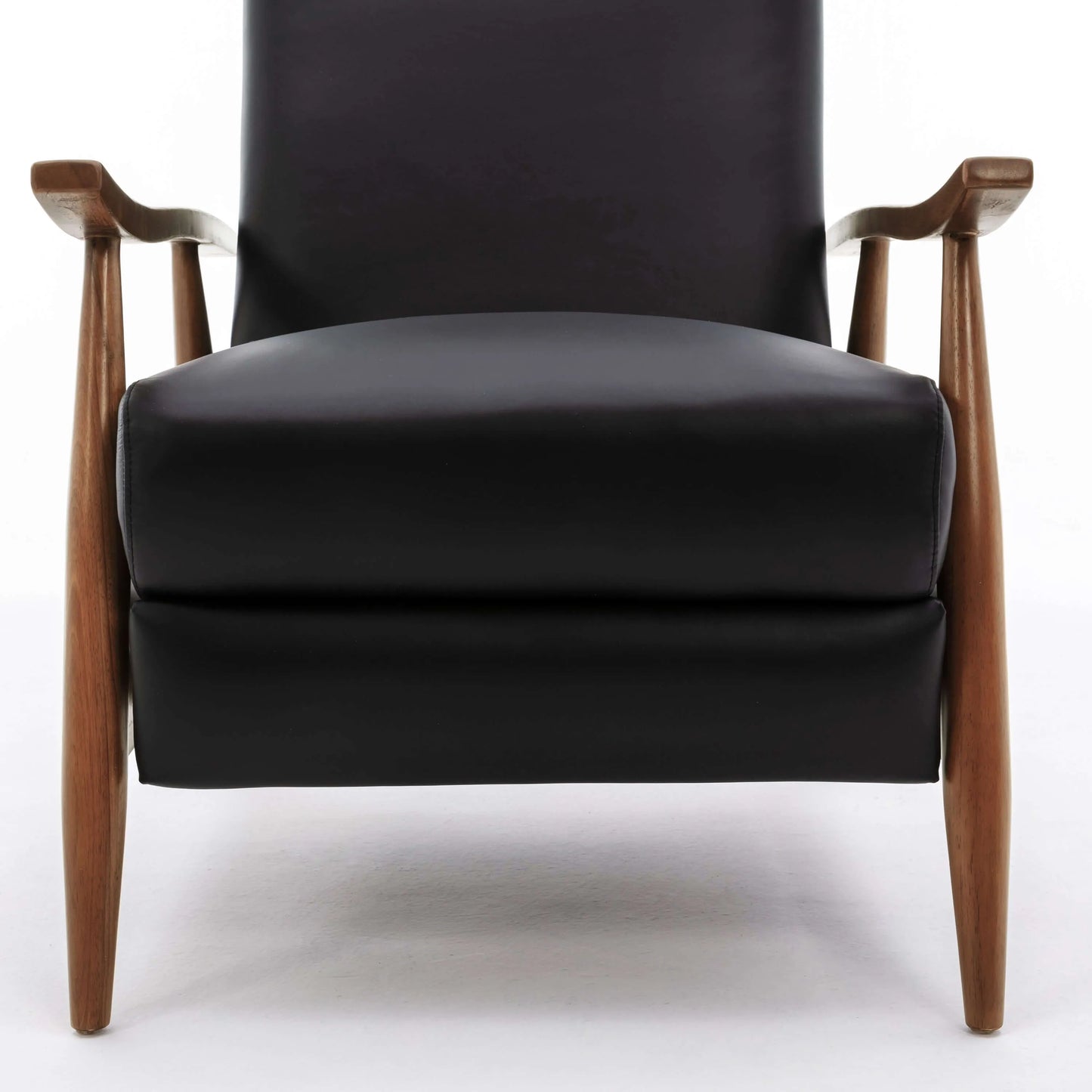 Fairview Leather Wood Arm Push Back Recliner - Black