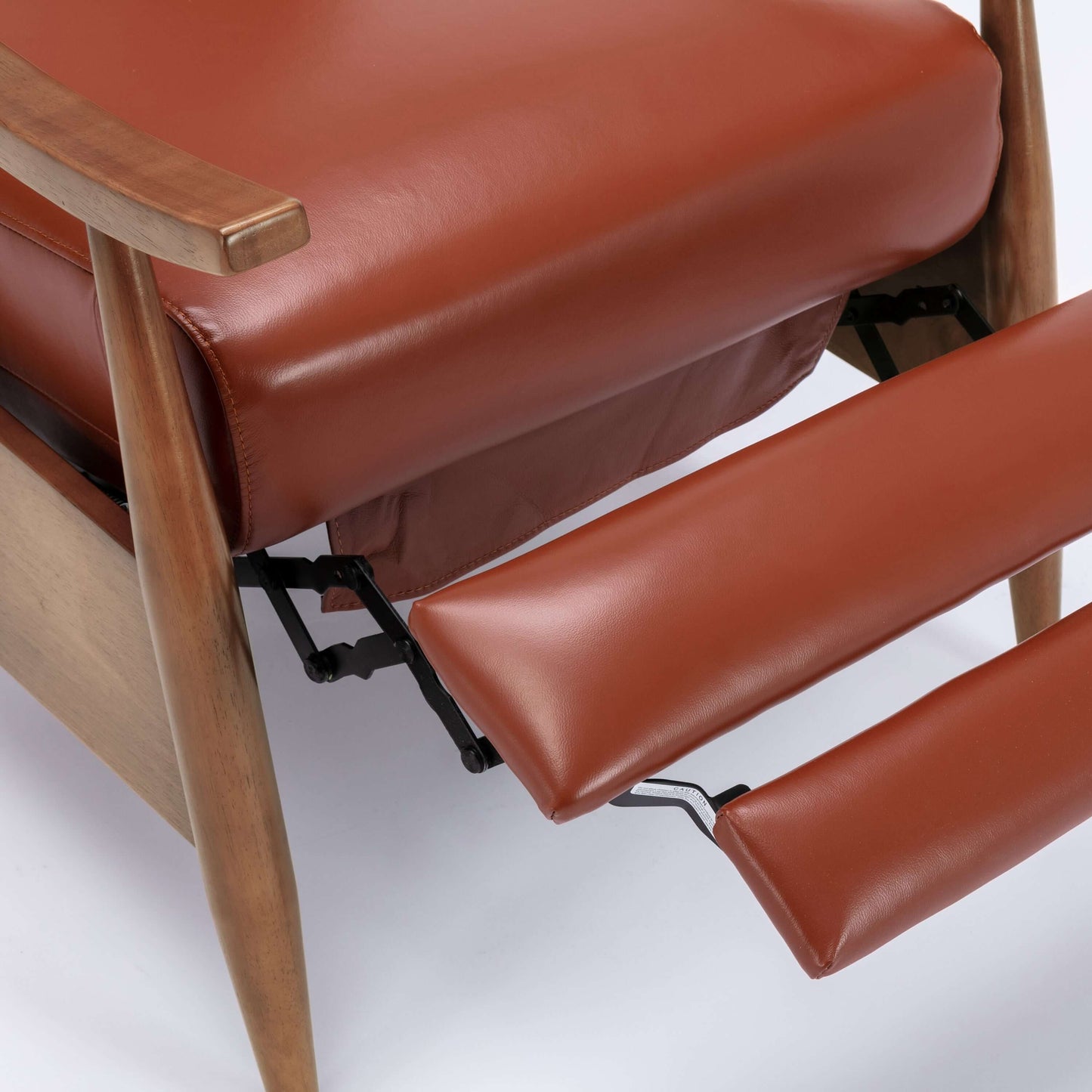 Fairview Leather Wood Arm Push Back Recliner - Caramel
