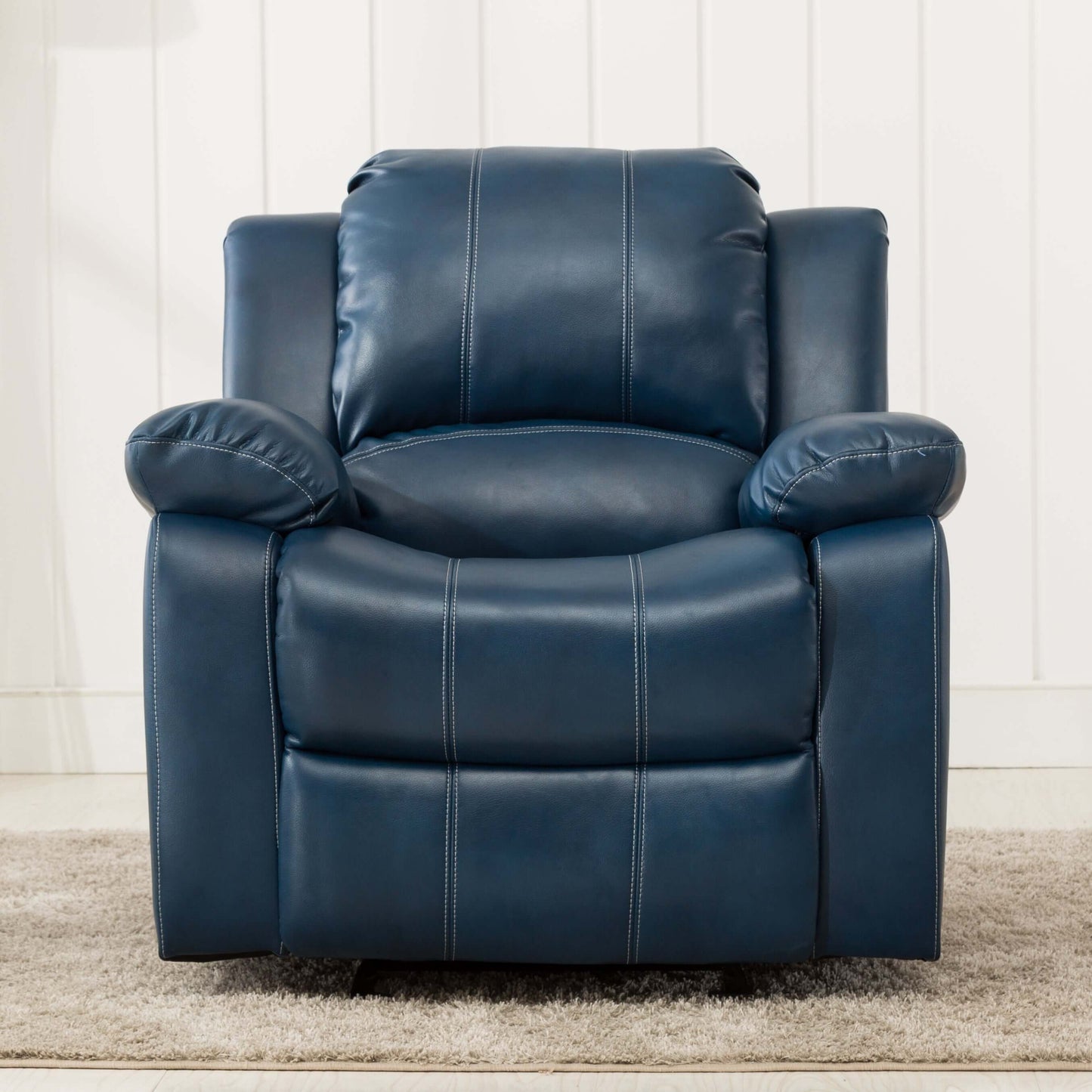 Clifton Leather Gel Glider Recliner - Navy Blue